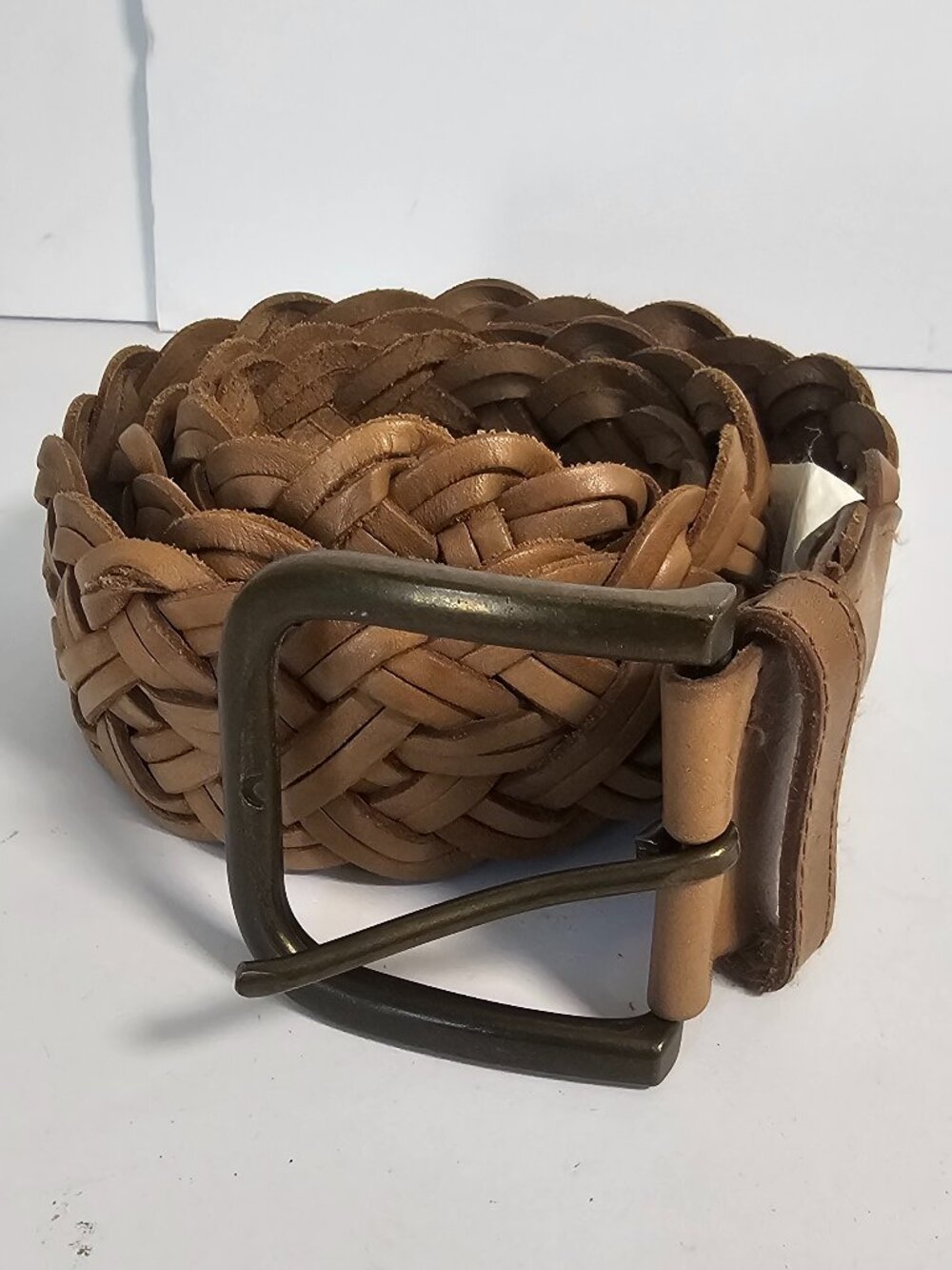 GAP Belt Tan Woven Braided Leather Boho Casual S